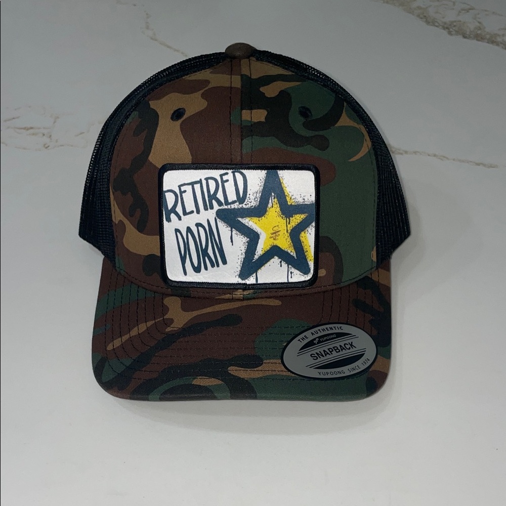 Camouflage RETIRED PORN STAR Snapback Trucker Hat
